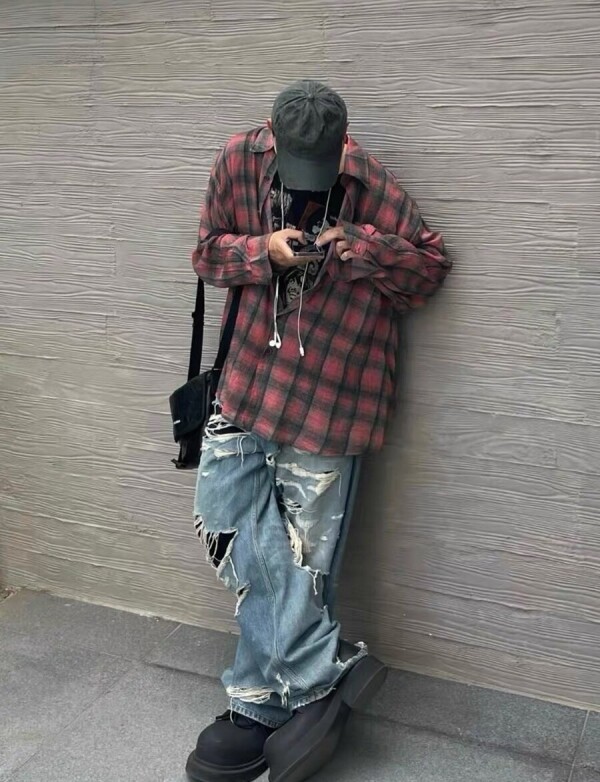 블링크,아워레가시 보로우드 셔츠 빅 럼버체크 프린트 M2232BLC 52