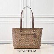 COACH 코치 스테이션 토트 백 시그니처 캔버스 CCD69khaki 탠/블랙