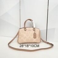 COACH 코치 사바나 스몰 캐리올 시그니처 캔버스 토트백 CAL53khaki 실버 화이트 초크