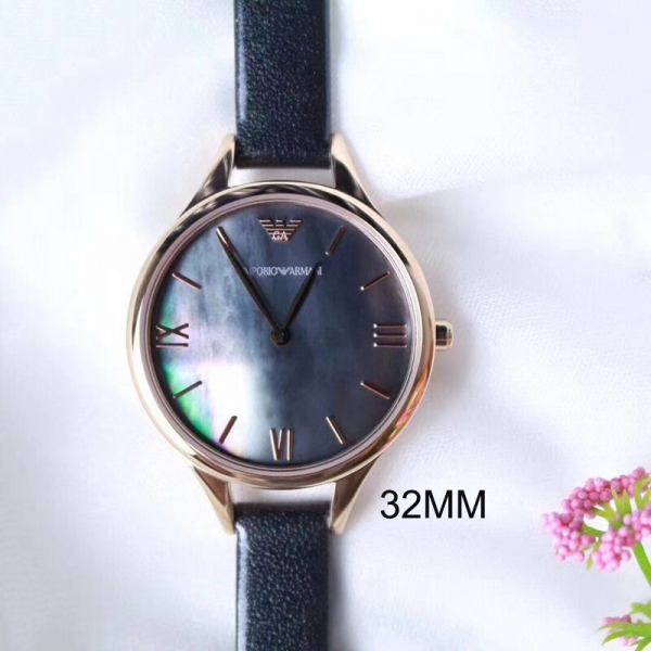 블링크,Emporio Armani 엠포리오 아르마니 여성 그린 다이얼 레더 스트랩 여성용 시계 - AR11056