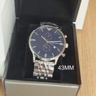 Emporio Armani 엠포리오 아르마니 시계 남자 알마니시계 블루 다이얼 실버 스트랩 AR80013