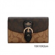 COACH C6897 코치 접이식 지갑 모노그램 브라운 멀티 차 바이 컬러