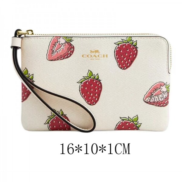 블링크,코치 딸기 프린트 코너 지퍼 손목지갑 CBB81