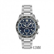 Versace 베르사체 그레카 돔 크로노그래프 쿼츠 블루 다이얼 남성 시계 VE6K00323