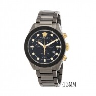 베르사체 그레카 돔 크로노그래프 쿼츠 블랙 다이얼 남성용 시계 VE6K00623