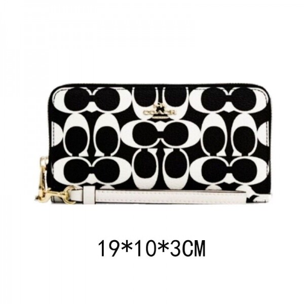 블링크,코치 뉴 볼드 시그니처 롱 지퍼 어라운드 지갑 캔버스 CP409black