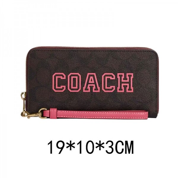 블링크,코치 초크 멀티 시그니처 코팅 캔버스 롱 지퍼 어라운드 지갑 CB856pink