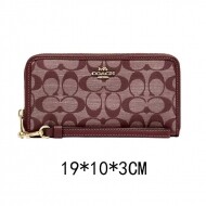 코치 시그니처 샴브레이 롱 집 어라운드 지갑 CH369red