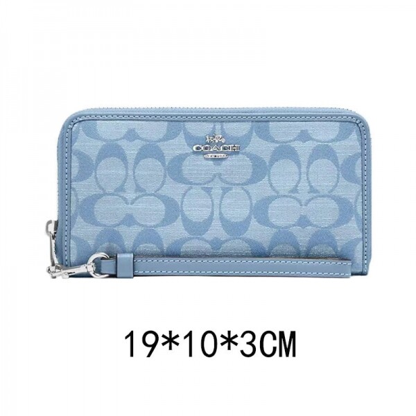 블링크,코치 시그니처 샴브레이 롱 집 어라운드 지갑 CH369blue