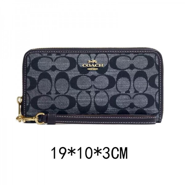 블링크,코치 시그니처 샴브레이 롱 집 어라운드 지갑 CH369navy