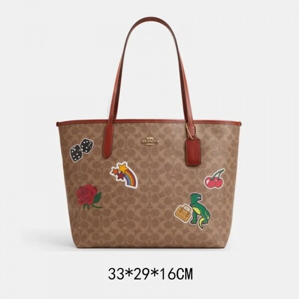 블링크,Coach 코치 시티 토트백 시그니처 캔버스 스티커 프린트 CZ611