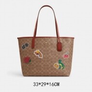 Coach 코치 시티 토트백 시그니처 캔버스 스티커 프린트 CZ611