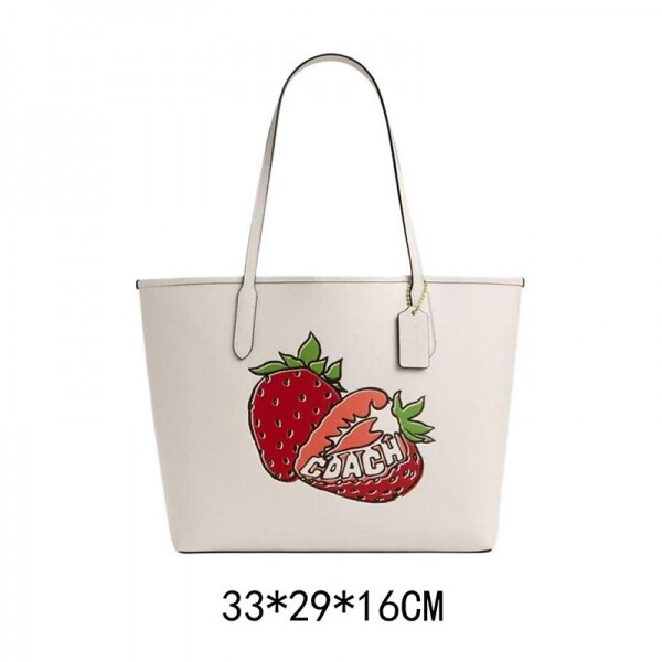 블링크,Coach 코치 시티 토트백 스트로베리 그래픽 CAL64 골드 초크