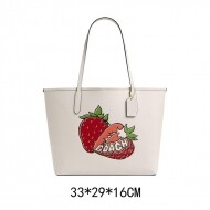 Coach 코치 시티 토트백 스트로베리 그래픽 CAL64 골드 초크