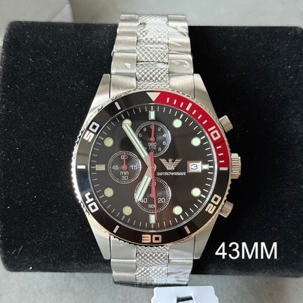 블링크,Emporio Armani 엠포리오 아르마니 남성 블랙 다이얼 스틸 스트랩 남성용 시계 - AR5855