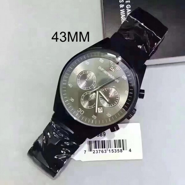 블링크,아르마니 EMPORIO AR5889 러버 벨트 크로노그래프 손목시계 블랙 콤비러버