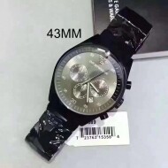 아르마니 EMPORIO AR5889 러버 벨트 크로노그래프 손목시계 블랙 콤비러버