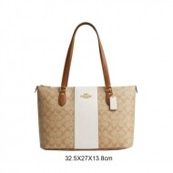 코치 COACH Gallery Tote Bag In Signature Canvas With Stripe CR121