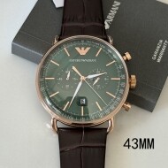 엠포리오 아르마니 Emporio Armani 엠포리오 아르마니 남성 그린 다이얼 브라운 레더 밴드 남성용 시계 - AR11334