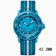 Swatch x Blancpain 블랑팡 X 스와치 스쿠바 피프티 패덤즈 블루 라곤 SO35L400 42.3MM