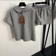 버버리 BURBERRY 여성 캐주얼 세트 자수 반팔 티셔츠 후드티+반바지 S-L