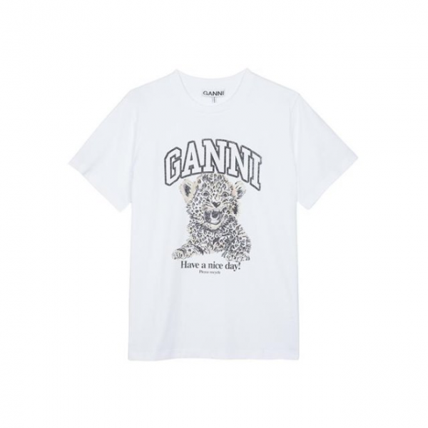 블링크,GANNI 가니 여성 릴렉스드 레오파드 반팔티 T4124 943