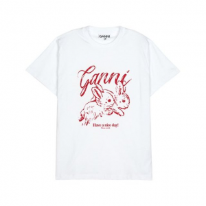 GANNI 버니 로고 프린트 여성 반팔티 T3994 151