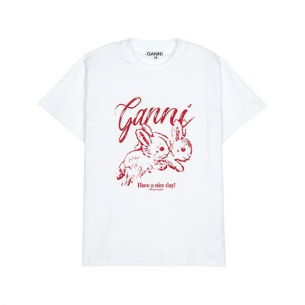 블링크,GANNI 버니 로고 프린트 여성 반팔티 T3994 151