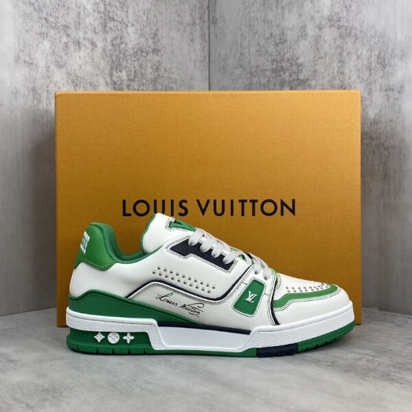 블링크,루이비통 트레이너 송아지 가죽 로우탑 그린 스니커즈 1AD7KL