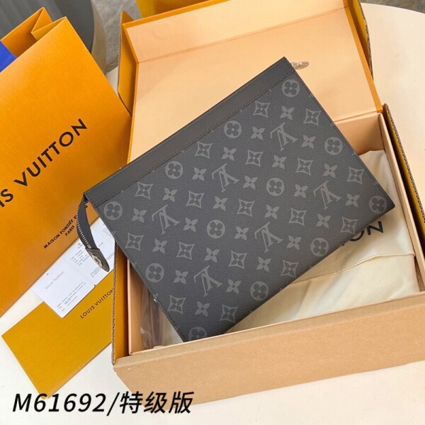 블링크,루이비통 포쉐트 보야주 MM 모노그램 이클립스 캔버스 클러치백 M61692