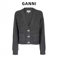 가니 GANNI 간니 수정단추 브이넥 가디건