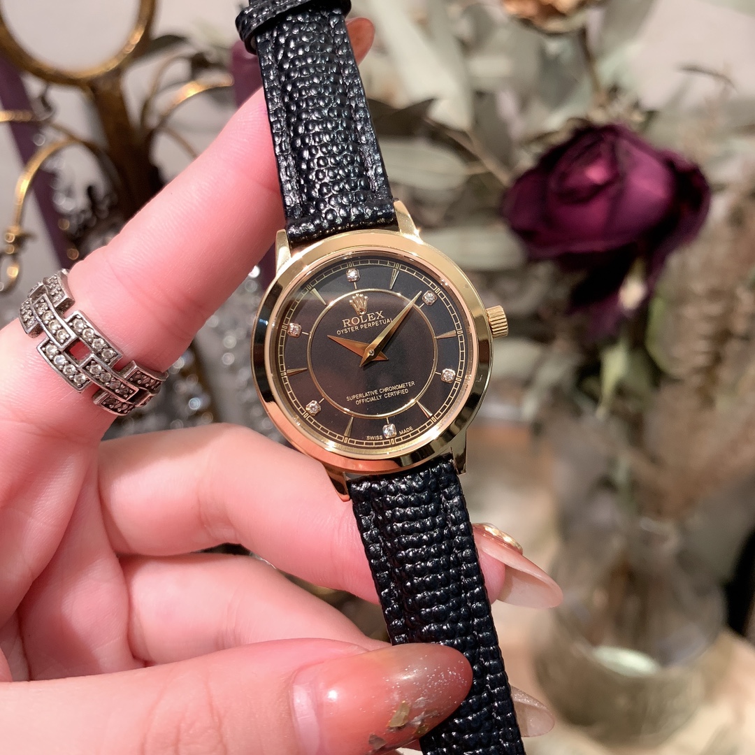 롤렉스 Rolex 패션 심플 여성용 쿼츠 시계 28mm