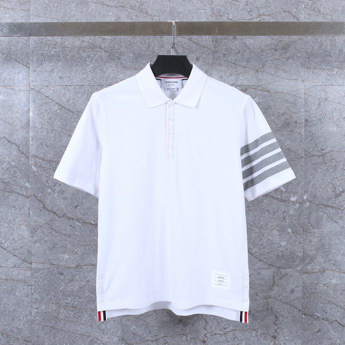 톰 브라운 THOM BROWNE 패션 캐주얼 폴로 셔츠 반팔 화이트